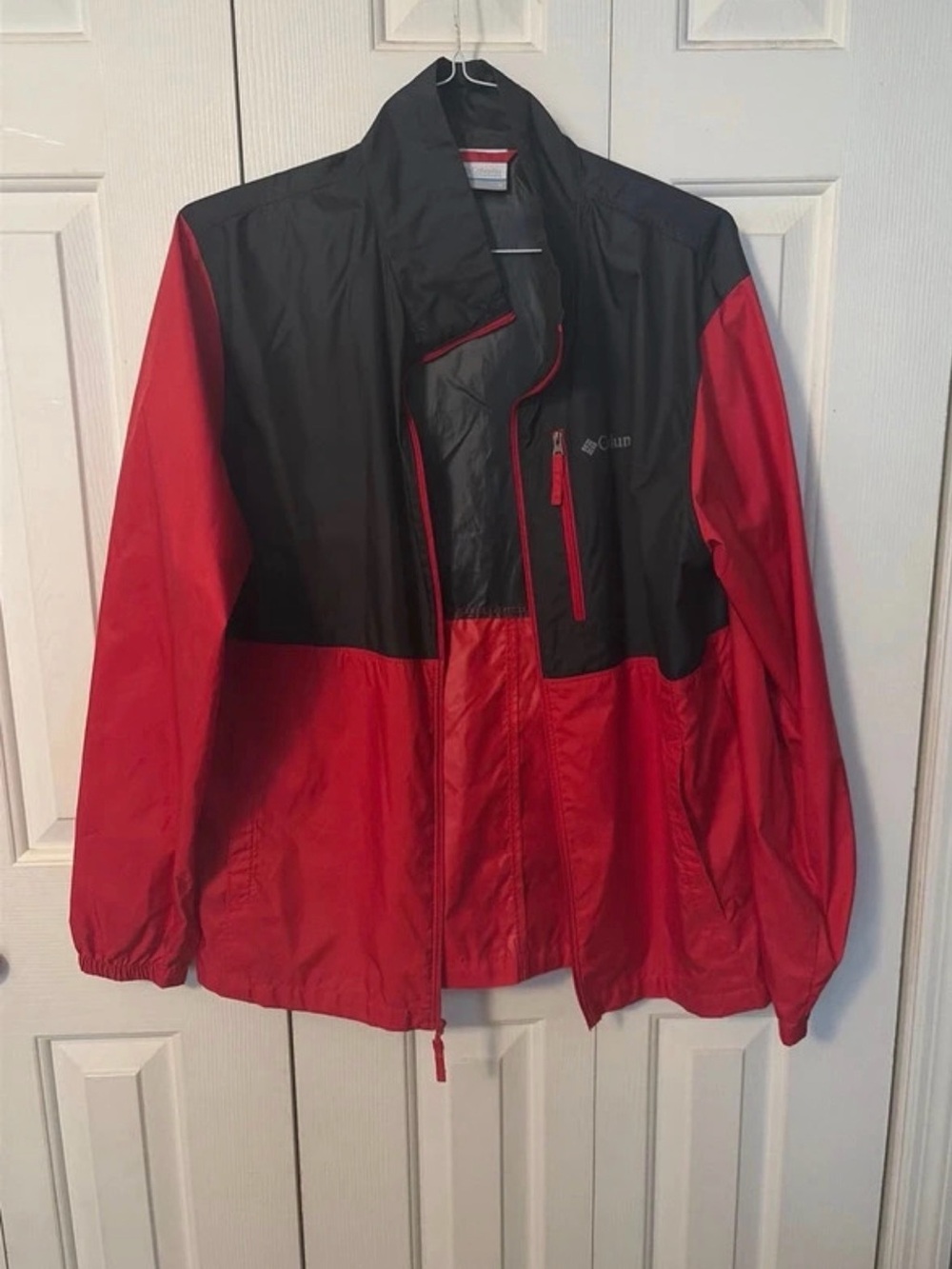 Columbia Red and Black Men's Rain Jacket Windbreaker